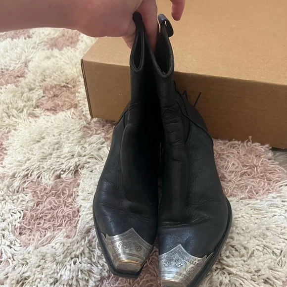 Free People Black Leather Ankle Boots - Picture 7 of 12